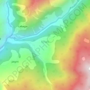 Khati topographic map, elevation, terrain