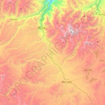 Macusani topographic map, elevation, terrain