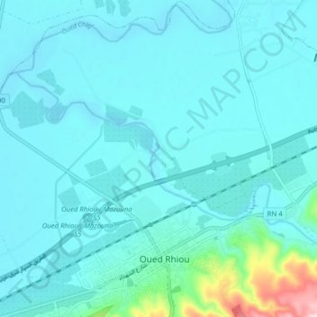 Oued Rhiou topographic map, elevation, terrain
