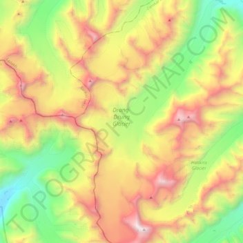 Drang Drung Glacier topographic map, elevation, terrain