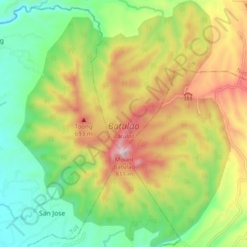 Batulao topographic map, elevation, terrain