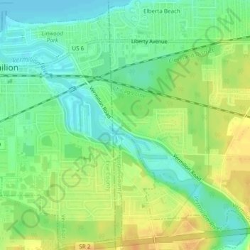 Vermilion River topographic map, elevation, terrain