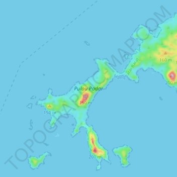 Padar Island topographic map, elevation, terrain