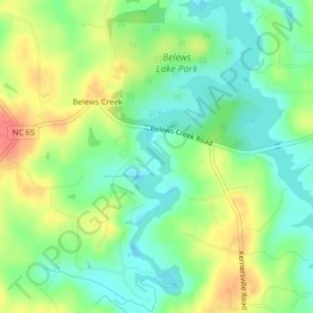 Belews Creek topographic map, elevation, terrain