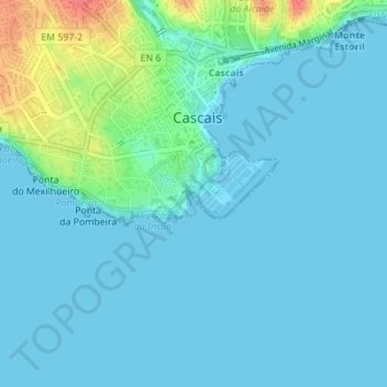 Praia de Santa Marta topographic map, elevation, terrain