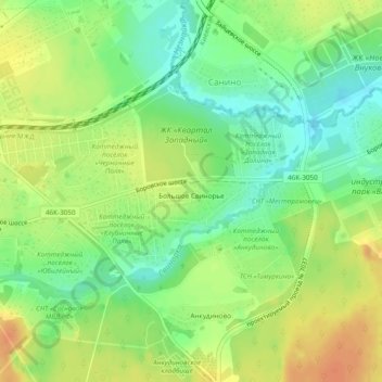 Большое Свинорье topographic map, elevation, terrain