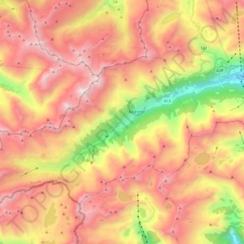 Bedrettotal topographic map, elevation, terrain