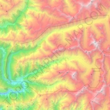 Kishtwar National Park topographic map, elevation, terrain