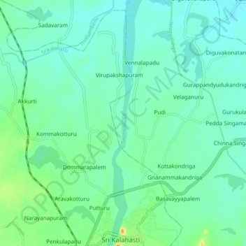 Swarnamukhi topographic map, elevation, terrain