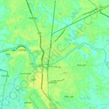 Turag River topographic map, elevation, terrain