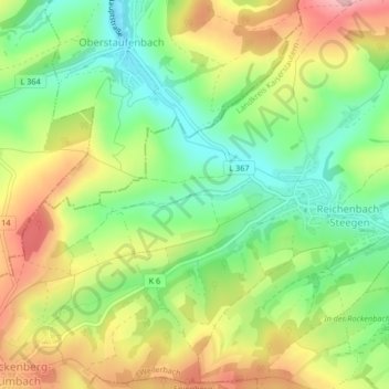 Kaulbach topographic map, elevation, terrain