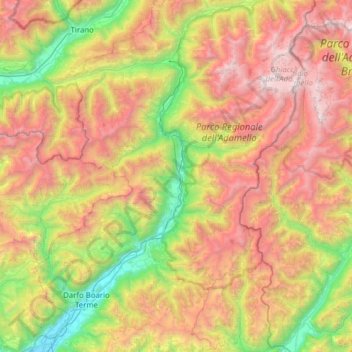 Valle Camonica topographic map, elevation, terrain
