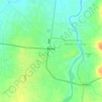 Beed topographic map, elevation, terrain