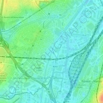 Écluse d'Anderlecht topographic map, elevation, terrain