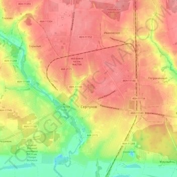 Serpukhov topographic map, elevation, terrain