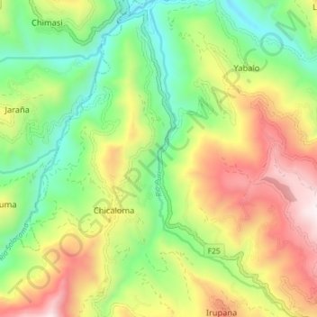Rio Puri topographic map, elevation, terrain