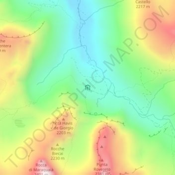 Rifugio Mondovì - Havis De Giorgio topographic map, elevation, terrain