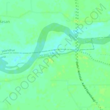 Sutlej River topographic map, elevation, terrain