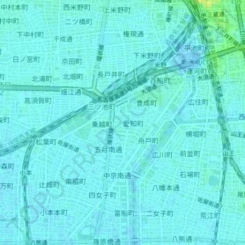 愛知公園 topographic map, elevation, terrain