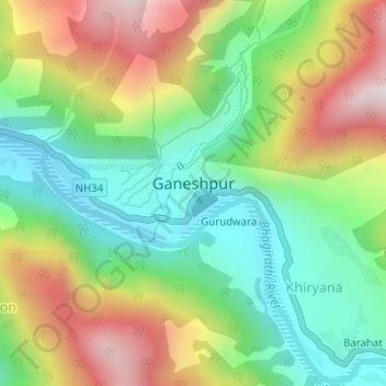 Ganeshpur topographic map, elevation, terrain