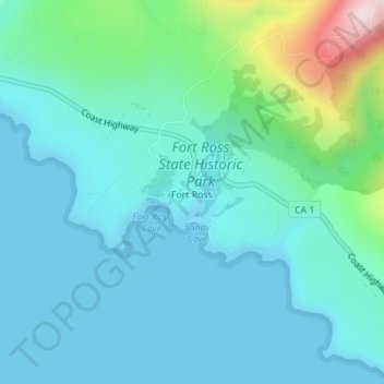 Fort Ross topographic map, elevation, terrain