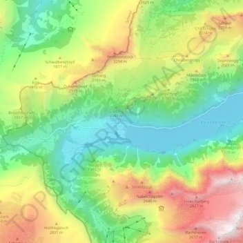 Klöntal topographic map, elevation, terrain