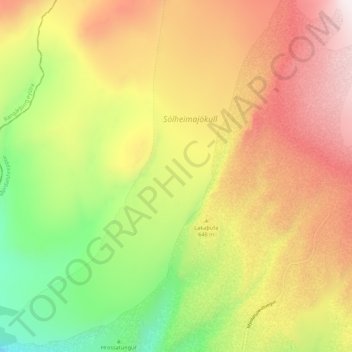 Sólheimajökull topographic map, elevation, terrain