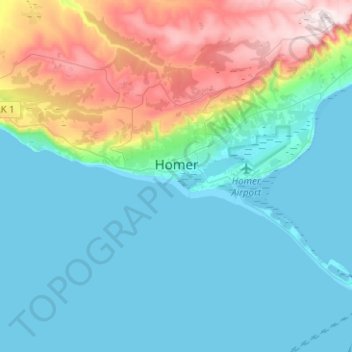 Homer topographic map, elevation, terrain