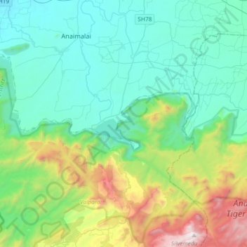 Aliyar topographic map, elevation, terrain