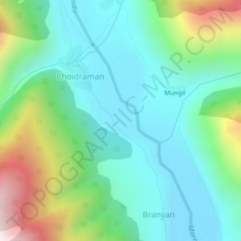 Warwan Valley topographic map, elevation, terrain