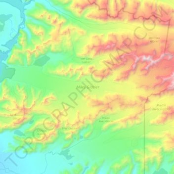 Miles Glacier topographic map, elevation, terrain