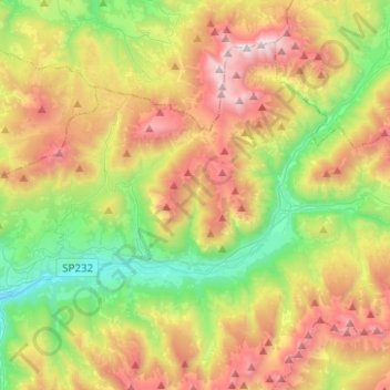Val di Fiemme topographic map, elevation, terrain