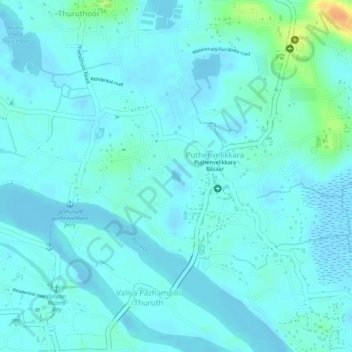 Puthenvelikara Pond topographic map, elevation, terrain