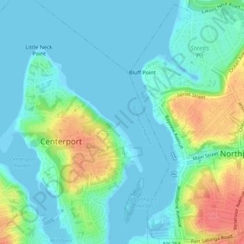 Northport Harbor topographic map, elevation, terrain