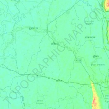 Gomti River topographic map, elevation, terrain