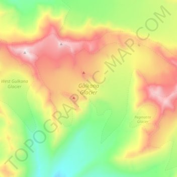 Gulkana Glacier topographic map, elevation, terrain