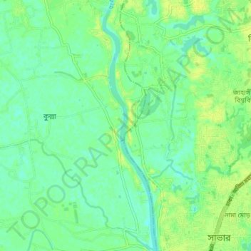 Dhaleshwari River topographic map, elevation, terrain