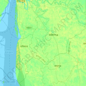 Dakatia River topographic map, elevation, terrain