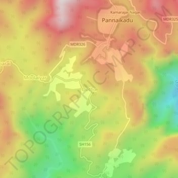 Oothu topographic map, elevation, relief