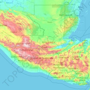 Alta Verapaz Guatemala Map Alta Verapaz Topographic Map, Elevation, Relief