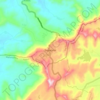 Saputara topographic map, elevation, relief