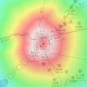 Mount Fuji Topographic Map Mount Fuji Topographic Map, Elevation, Relief