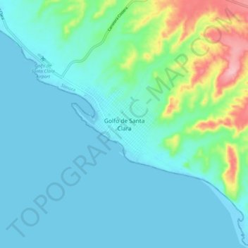 Golfo de Santa Clara topographic map, elevation, relief