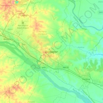 Topographic Map Of West Bengal Durgapur Topographic Map, Elevation, Relief