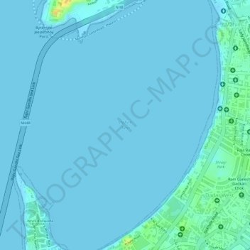 Mahim Bay topographic map, elevation, relief