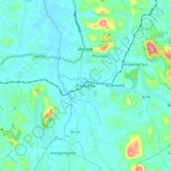 Padukka Sri Lanka Map Padukka Topographic Map, Elevation, Relief