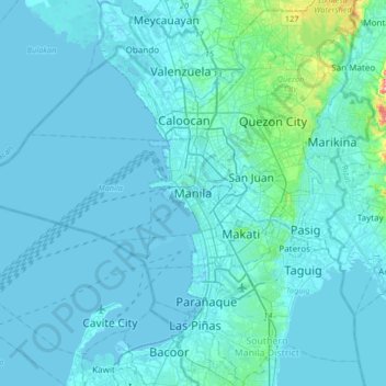 Manila topographic map, elevation, relief