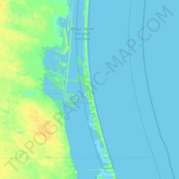 Padre Island topographic map, elevation, relief