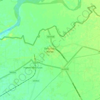 Dera Baba Nanak Map Dera Baba Nanak Topographic Map, Elevation, Relief