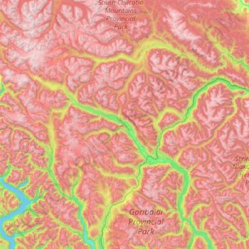 Squamish-Lillooet topographic map, elevation, relief